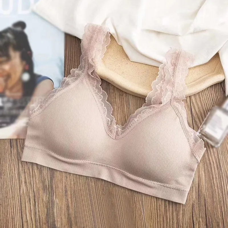 

Women Wireless Camisoles Padded Bralette Deep V Lace Camisoles Summer Lace Mesh Tank Tops майка женская